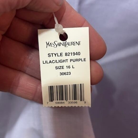 Yves St. Laurent Button Up Purple Lilac Dress Shirt size 16 34-35 Large NWT - Picture 6 of 9